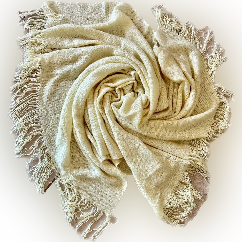 DKNY Throw 50” x 60” | Light Yellow | Fringe on two edges | Clean